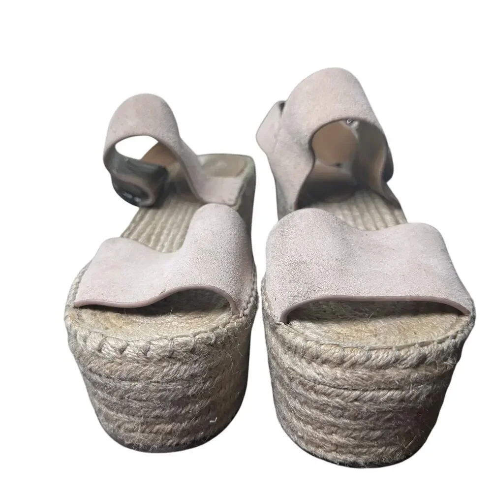 MARC Fisher Renni Pink Suede Leather Espadrille‎ Platform Wedge Sandals Sz 7.5